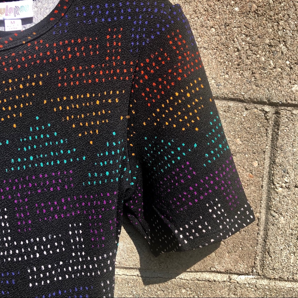 Lularoe Amelia Colorful Triangles Black Dress Sz M View 3